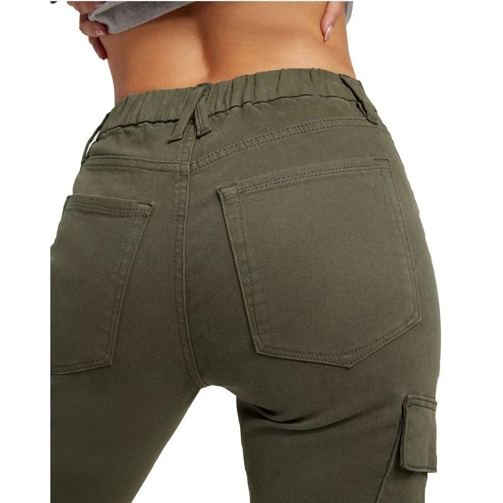 NWT Good American Army High Rise Straight Cuffed Jeans Fern - Picture 9 of 9